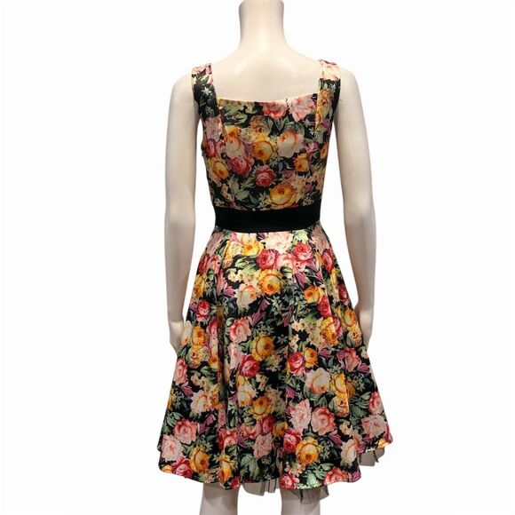 H&R London Women's Floral Fit & Flare Dress M Retro 50s Style Multicolor - Picture 4 of 7